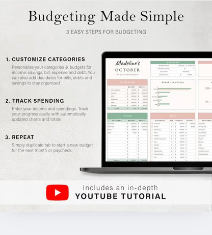 Budgeting template for Excel & Google Sheets (all currencies)